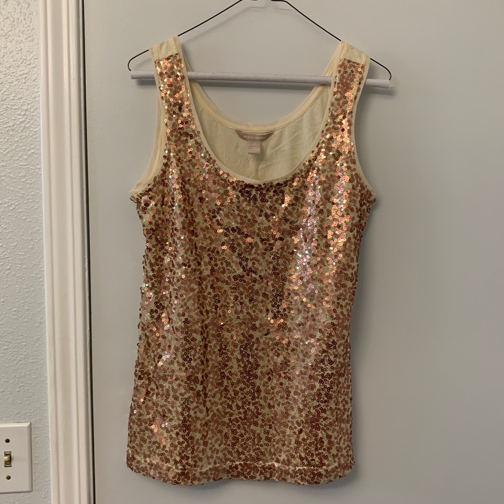 NWT Banana Republic cream beaded tank M